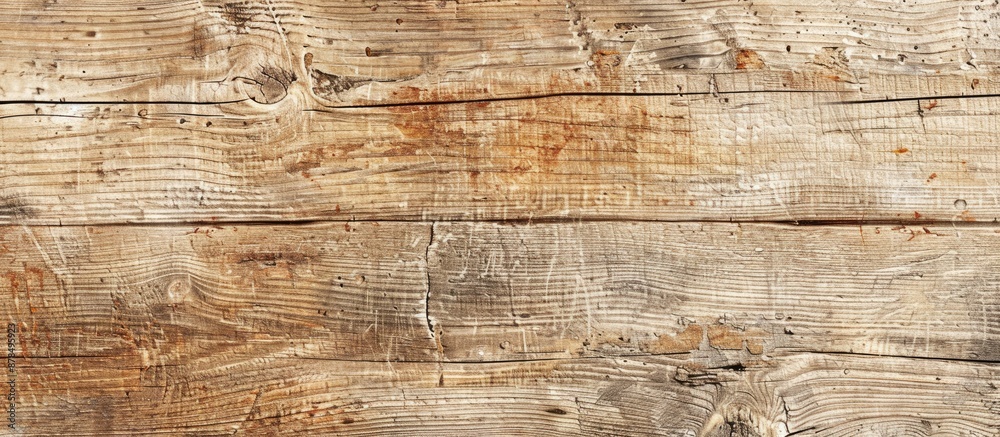 Poster Background texture of aged timber showing intricate wood grain patterns and a faded, bleached surface; suitable for copy space image.