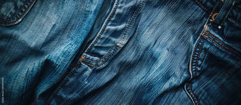 Poster background texture of blue jeans with copy space image.