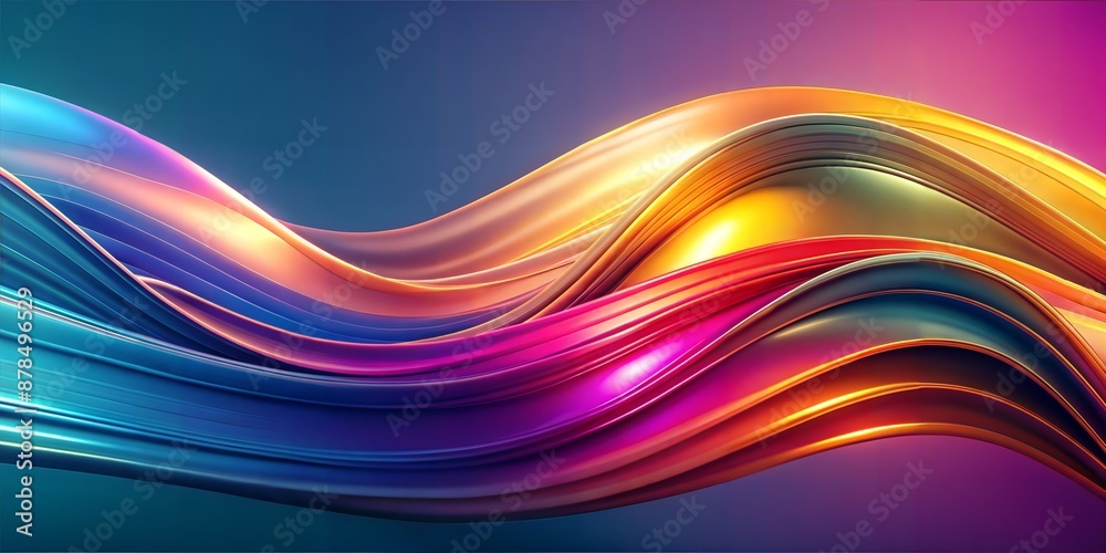 Wall mural futuristic 3d abstract colorful fluid waves - dynamic gradient shapes and smooth curves for modern d