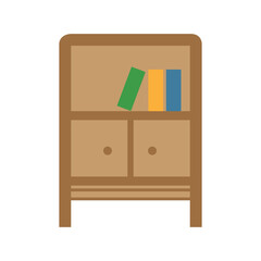 Cartoon Wooden Bookshelf Icon