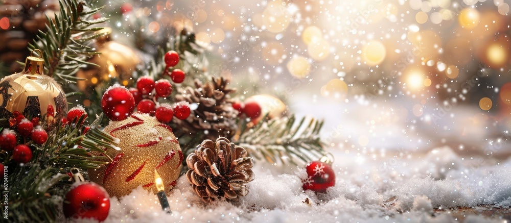 Poster Close-up Christmas and New Year decorations intended as a textured background with copy space image.