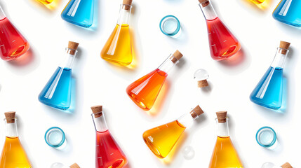 Stylized pattern with chemical laboratory flasks