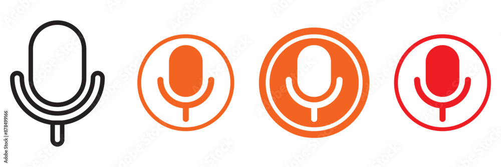 Canvas Prints mic on and mic off icon set in black color. microphone on and microphone off in black. microphone mu