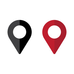 set of icons Location Pin, Map Pin, Place, Location, Address, location icon. Vector map pin, red pin on white background.