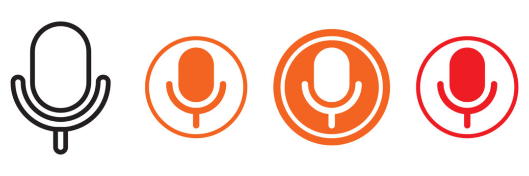 Mic on and mic off icon set in black color. Microphone on and microphone off in black. Microphone mute icon - Vector Icon