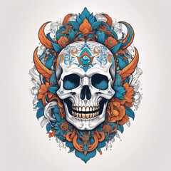 Skull head illustration design. T-shirt skull head design