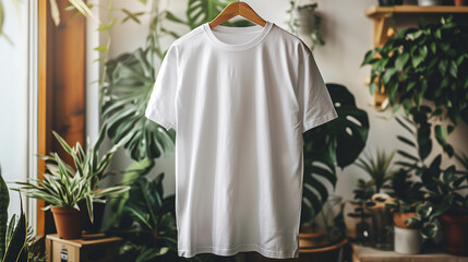 Obraz premium a simple white T-shirt on a hanger