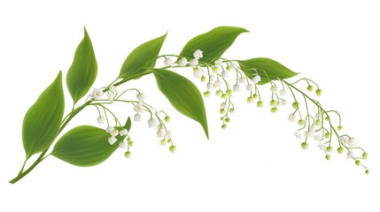 Fototapeta premium Decorative lily of the valley twig isolated on a white background