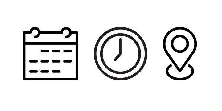 location, time and date icons.