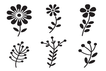 Minimalist Flower Silhouette Vector Art on White Background