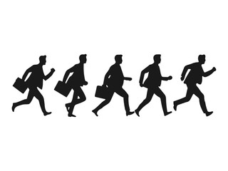 businessmen in a suit running fast silhouettes.
