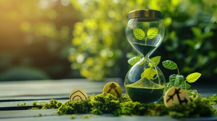 LCA life cycle assessment concept. Hourglass with LCA icon.