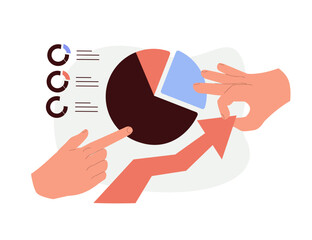 Minimalist collage with hands. Finance-themed banner. Digital finance business data graph showing technology investment