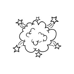 Collection Hand drawn explosion, bomb element. Comic doodle sketch style. Explosion speech bubble with pow, boom, omg text. Vector illustration.  isolated on white background