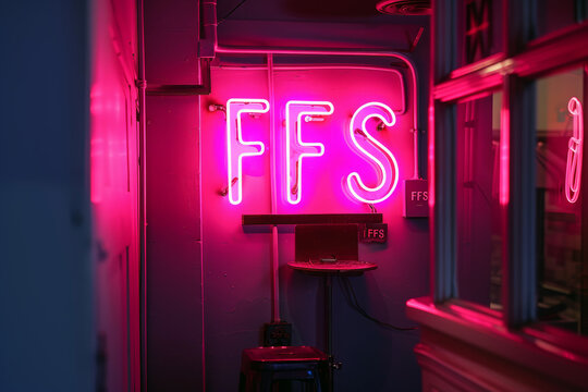 FFS colorful illuminated neon sign.