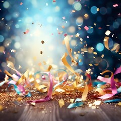 Ein Hintergrund mit Luftschlangen und Konfetti