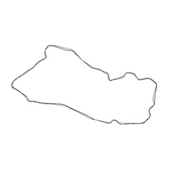 El Salvador country simplified map.Thin triple pencil sketch outline isolated on white background. Simple vector icon