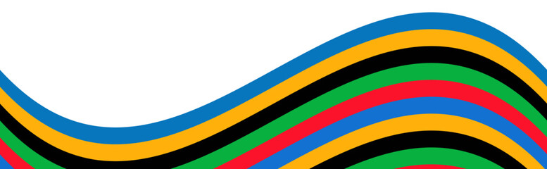 Olympic games colorful banner, fluid wavy flag. Vector illustration