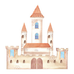 Watercolor fairytale castle.