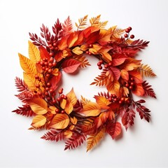 Autumn Leaf Wreath with Red Berries