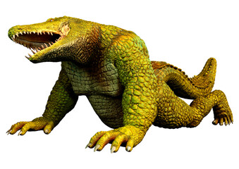 3D Rendering Fantasy Crocodile on White