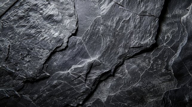 Mesmerizing dark gray slate texture background with layers and subtle glare, exuding solidity and vintage charm, perfect for rustic elegance projects. Ample room for adding design elements