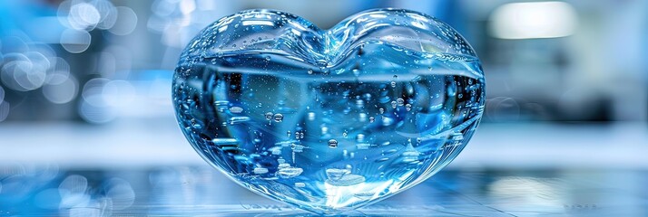 A heartshaped sculpture made of water is placed on a table