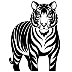 Minimalist Tiger Head Silhouette - Wildlife Vector Art Illustration for Graphic Design.