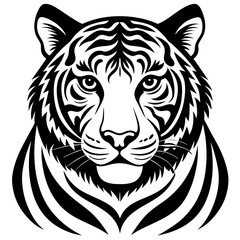 Minimalist Tiger Head Silhouette - Wildlife Vector Art Illustration for Graphic Design.