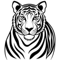 Minimalist Tiger Head Silhouette - Wildlife Vector Art Illustration for Graphic Design.