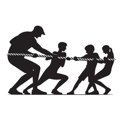 tug of war silhouette vector illustration