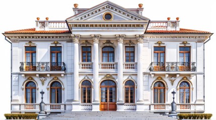Opulent White Mansion with Classical Columns

