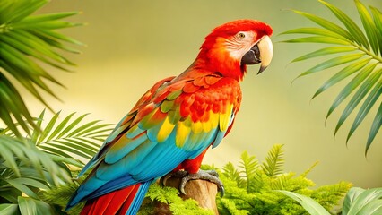 Obraz premium Majestic Macaw in Lush Tropical Jungle - Vibrant Foliage 