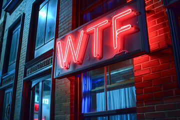 Obraz premium WTF bright colorful neon sign image.