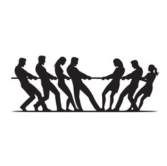 tug of war silhouette vector illustration