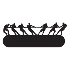 tug of war silhouette vector illustration