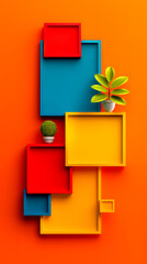 Fototapeta premium Colorful Geometric Shapes Minimalist Wall Decor