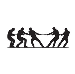 tug of war silhouette vector illustration