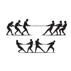 tug of war silhouette vector illustration