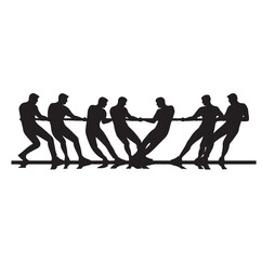 tug of war silhouette vector illustration