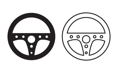 Steering wheel icon, steering wheel solid and outline icon, truck or car automobile steer wheel vector icon for UI designs.