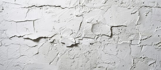 Obraz premium White primer paint on a cement wall in a building. Home renovation and new house construction concept with a white pattern background for copy space image.