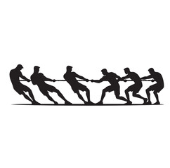 tug of war silhouette vector illustration