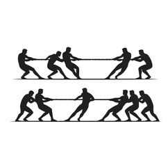tug of war silhouette vector illustration