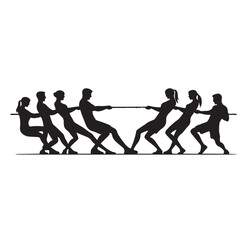 tug of war silhouette vector illustration