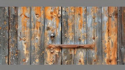 A wooden door with a rusty latch