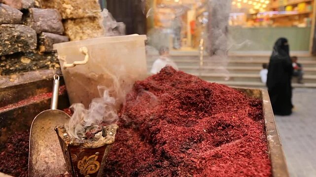 Traditional arabic insence burning on the market in Jeddah