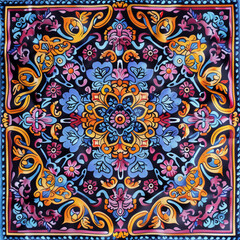 Colorful Floral paisley silk scarf