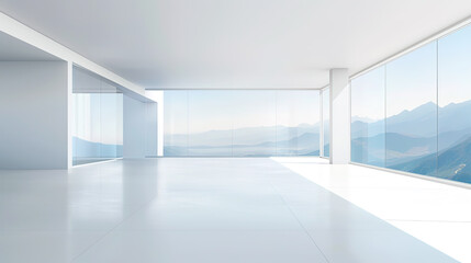Fototapeta premium White minimalist modern architectural space ground under the background of blue sky and white clouds