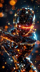 Obraz premium A Close-up Shot of a Futuristic silhouettes with geometric light patterns